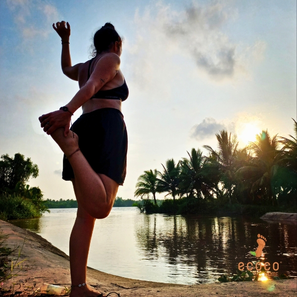 Yoga in Mekong Riverside in the morning